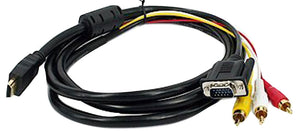 Hdmi To 3 Rca + Vga Cable M/M 1.8Ft/6Ft