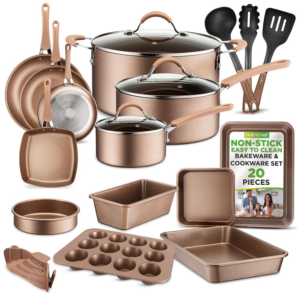 20-Piece Nonstick Cookware Set - Even Heat, PFOA/PFOS-Free
