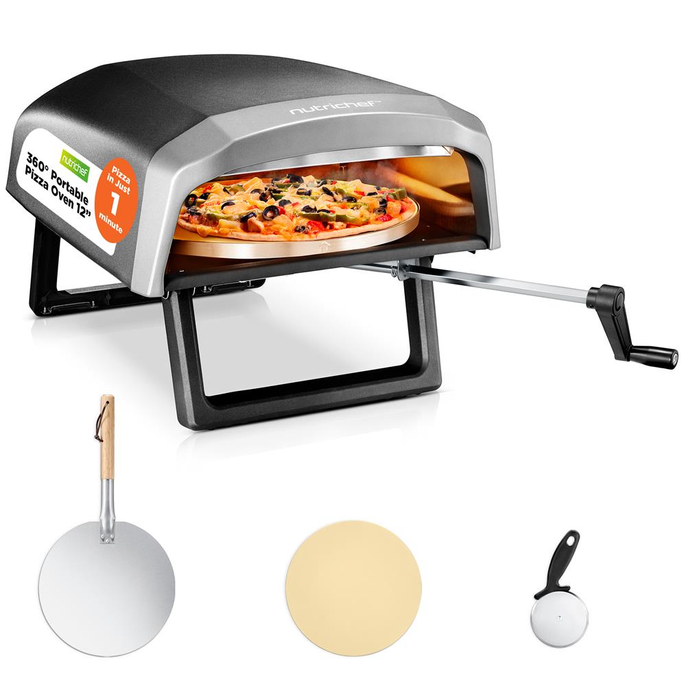 【にょん】 Outdoor Pizza Oven - 1-Min Cook - Rotating Stone - Carbon Steel