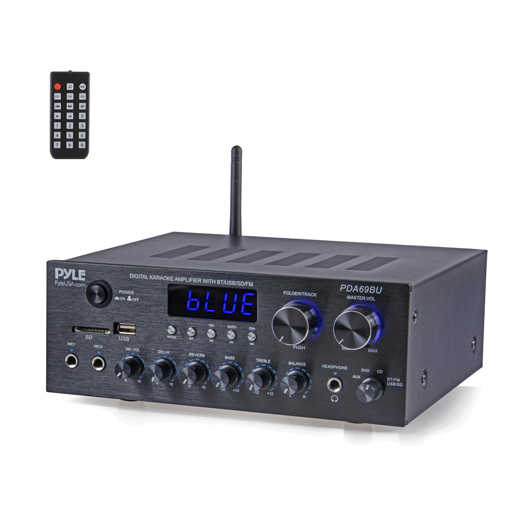 Stereo Amplifier with Bluetooth, 300W HiFi Sound, Metal Panel - Main Image