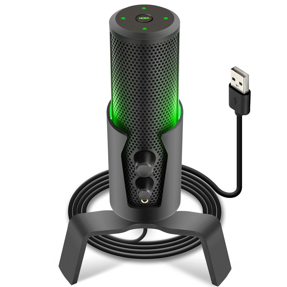 USB Microphone 4 Modes Condenser RGB LED for Gaming/Podcasting