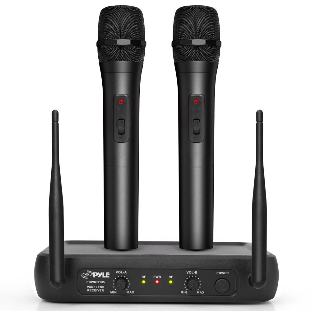 Pyle Wireless Microphone System w/Transmitter, Handheld and Headset Mics (QTY 2 Pyle Wireless Microphone System w/Transmitter, Handheld and Headset Mics (QTY 2