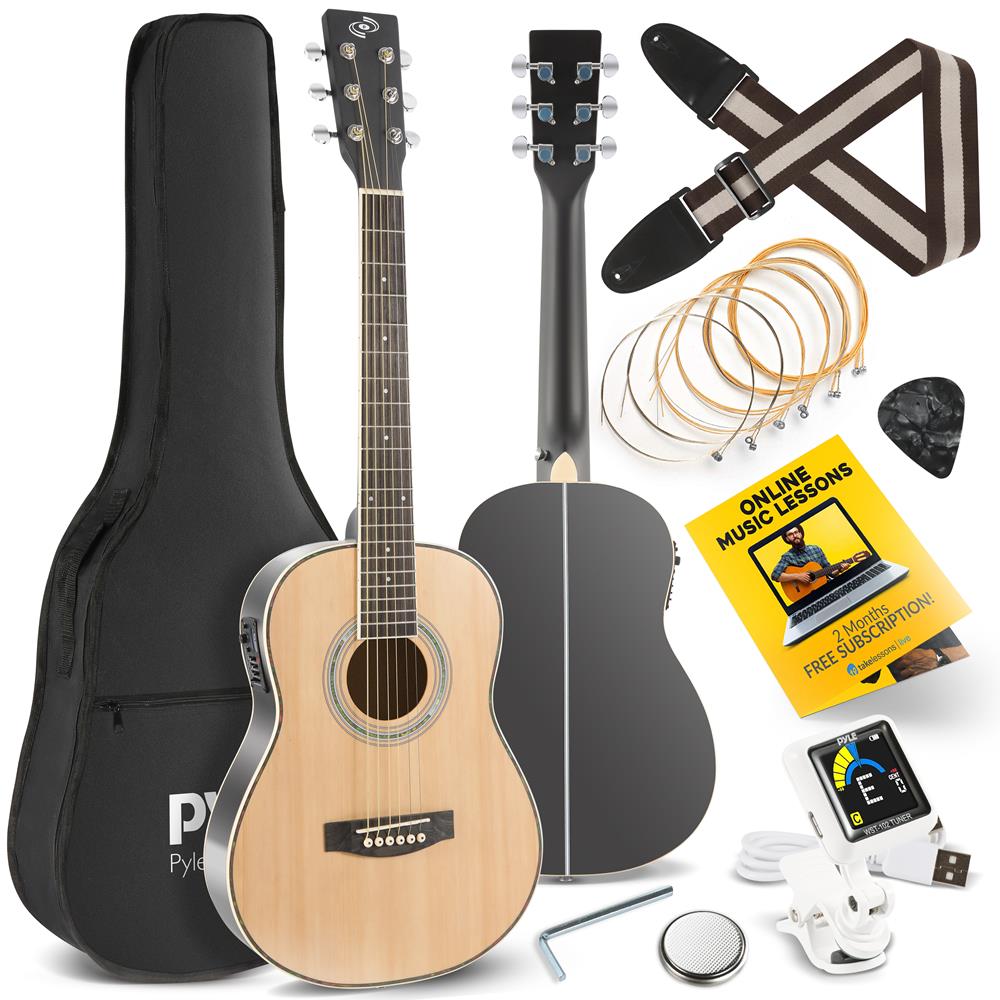 music gear 4 34" Electric Acoustic Guitar, Enhanced Sound, Spruce Plywood, Natural Finish