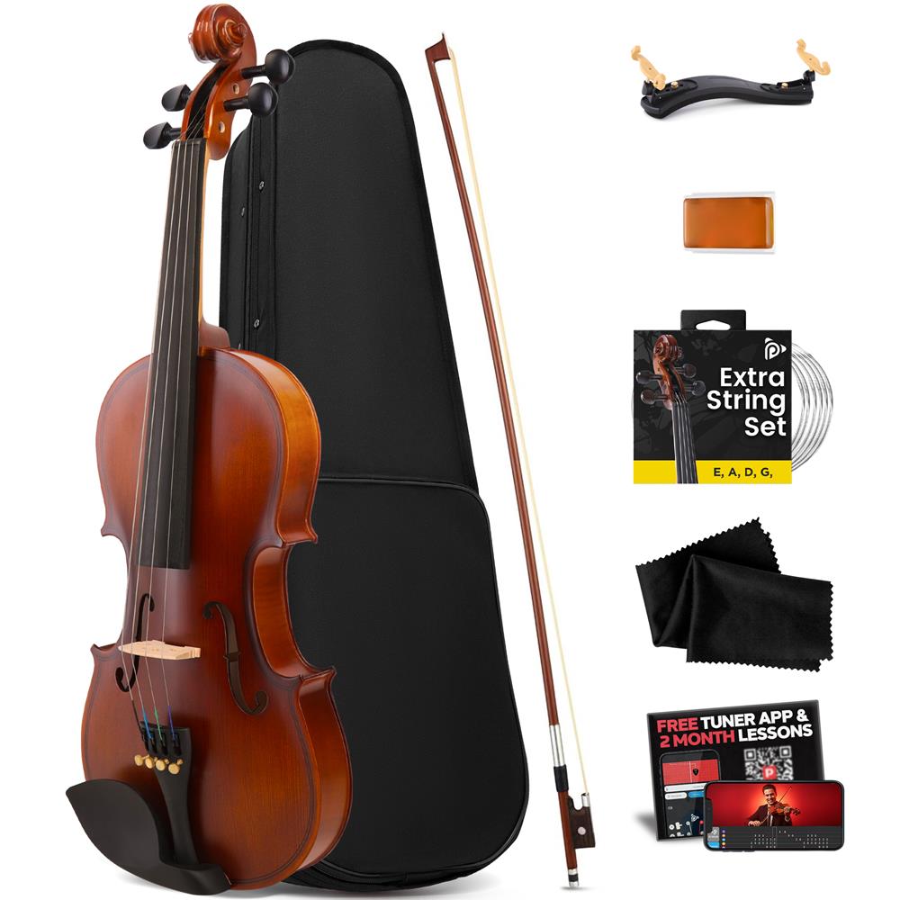1/4 Size Violin Starter Kit, Ready to Play, Plywood Body, Wood 