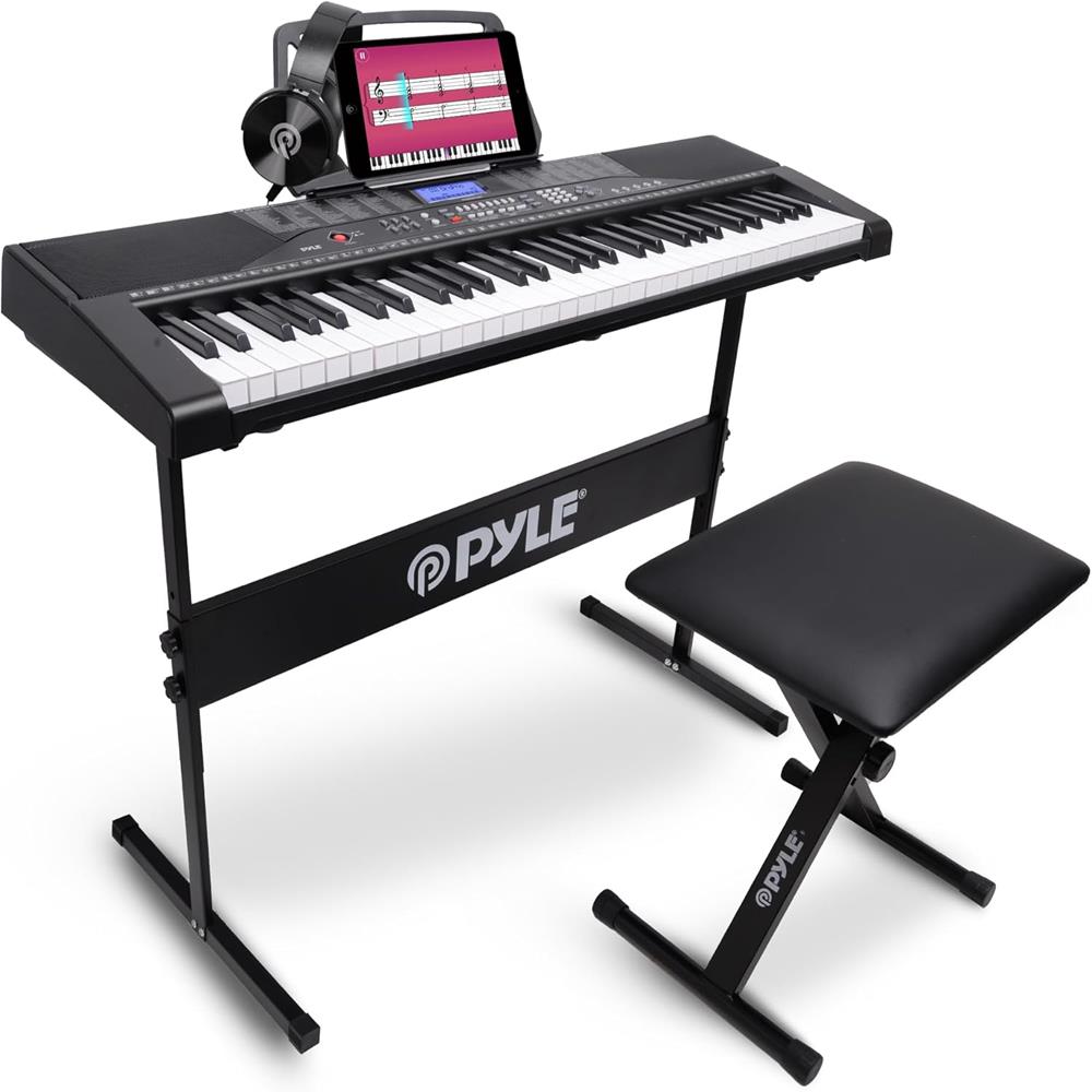 kyonpuuページ 61-Key Electric Keyboard Piano, Portable Bluetooth, LCD Display