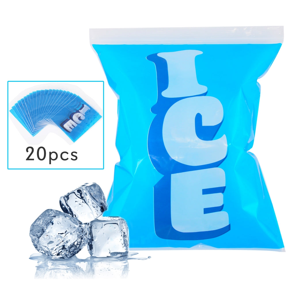 Ice Bag Cooler Pouches Reusable Ziplock Seal, Holds 9lbs, 20