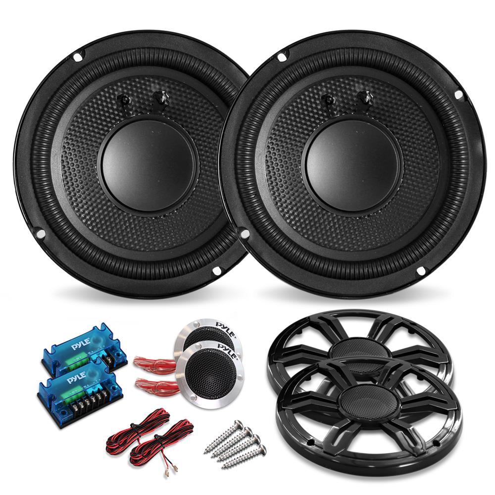 Car Speakers 2-Pair Kit, Low Distortion, Aluminum Tweeters