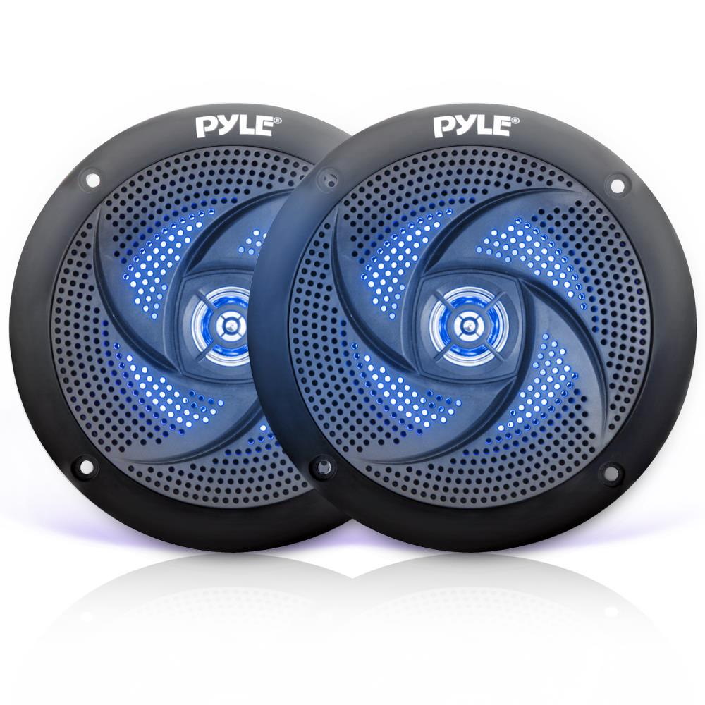 Marine Waterproof Speakers 240W, LED Lights, Slim Style, Blue