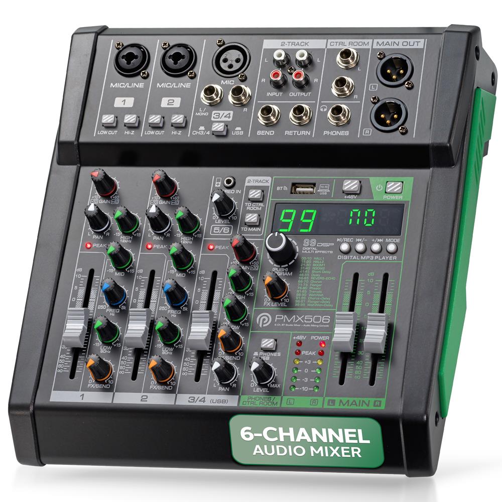 6-Channel Audio Mixer - Bluetooth Streaming - 99 Digital Effects