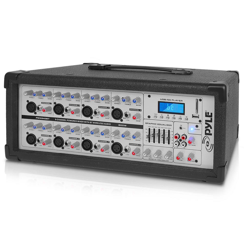 800W Bluetooth Stage Mixer Pro Audio Sound, MP3/USB/SD, LCD