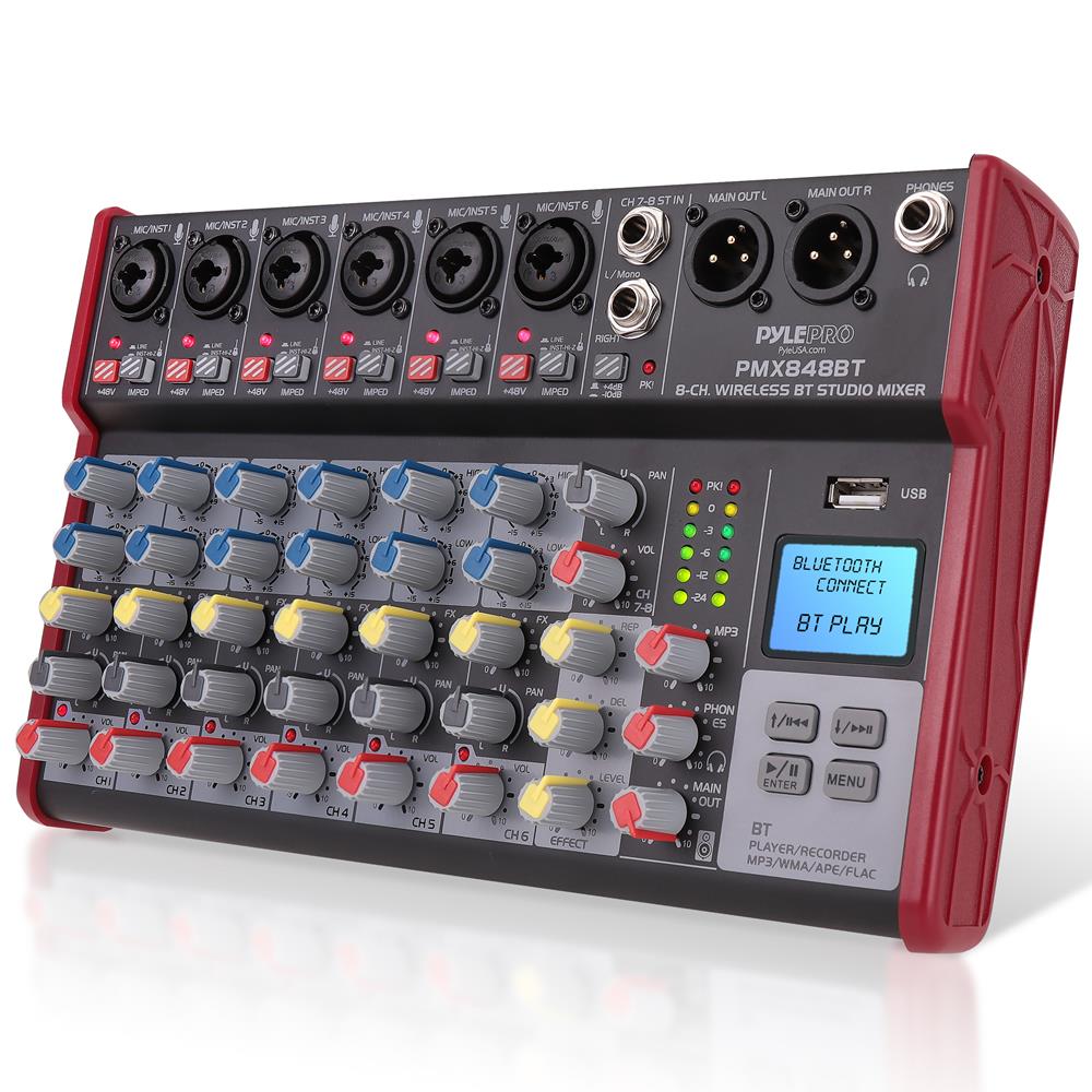 8-Channel Wireless DJ Mixer - Bluetooth Streaming, USB, +48V