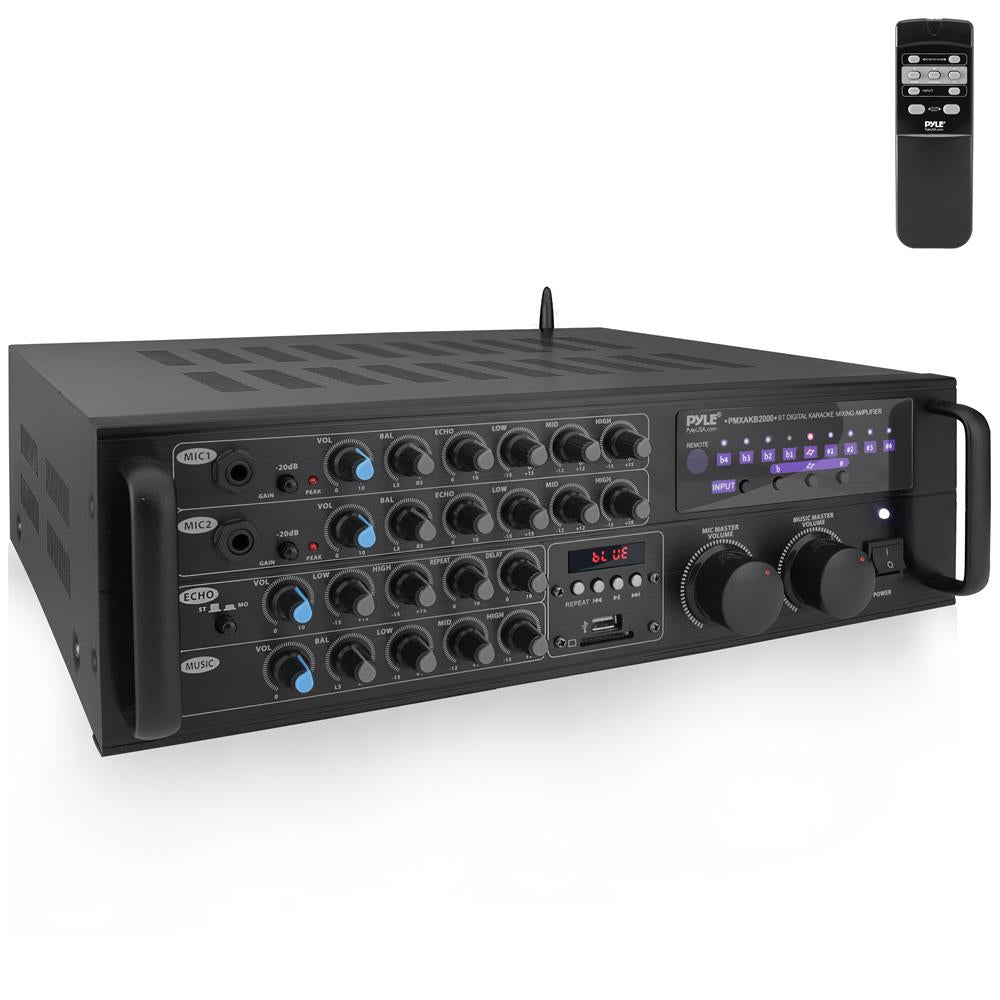 2000W Bluetooth Mixing Amplifier, Karaoke/PA, USB/SD, Rack 
