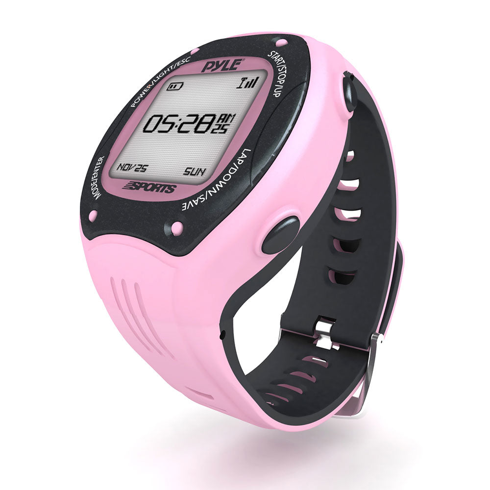 Sports Training Watch GPS Tracker Heart Rate Monitor Pink – Pyle USA - Main Image