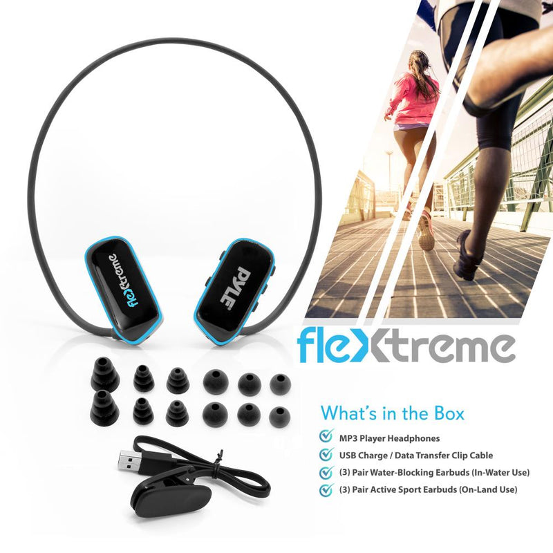 Pyle flextreme PSWP14BK Waterproof MP3 player Headphones shops 8GB IPX8