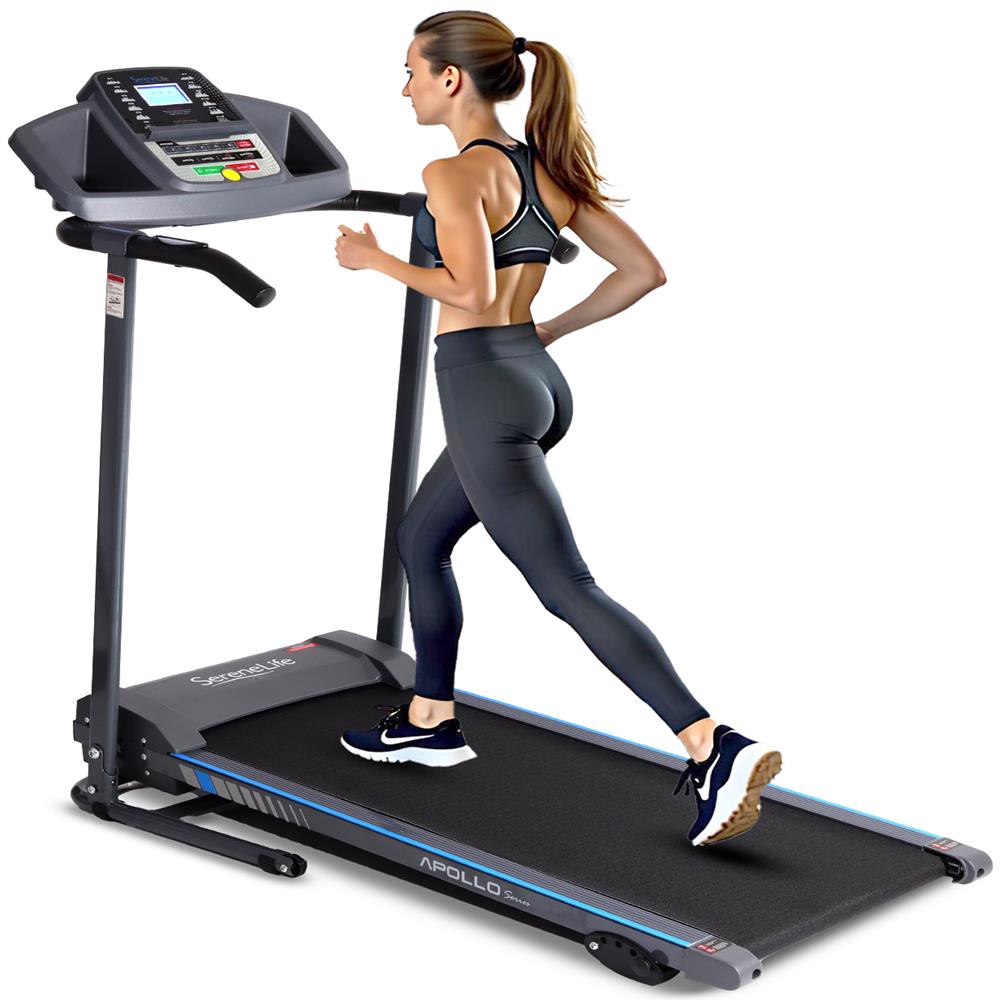 Electric Folding Treadmill, Bluetooth Sync, Manual Incline