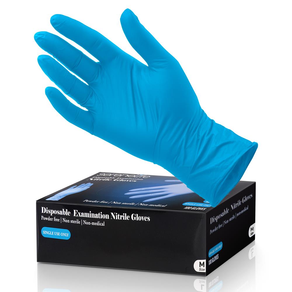 Disposable Nitrile Gloves 100ct - Puncture Resistant, Medium