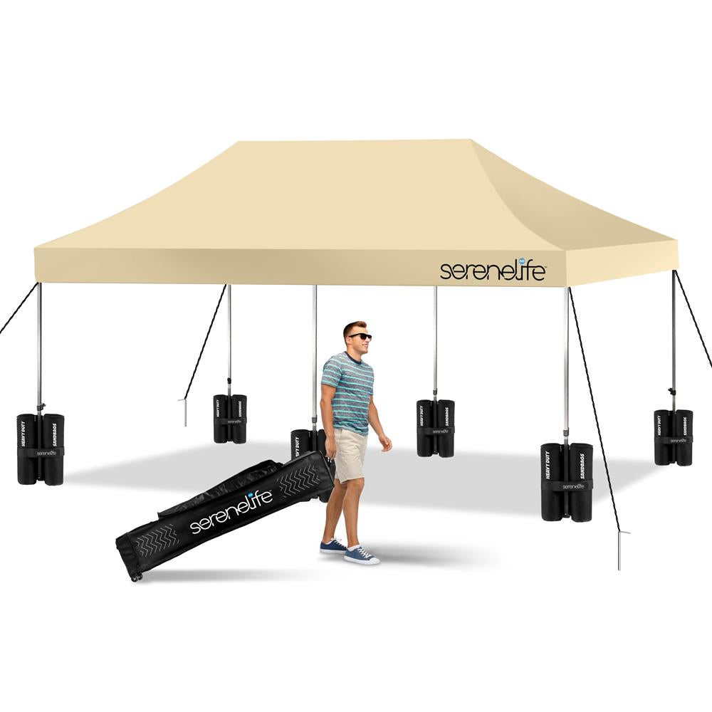 canopy tent waterproof SereneLife SLGZ20K Pop Up Canopy Tent, 10x20, Khaki