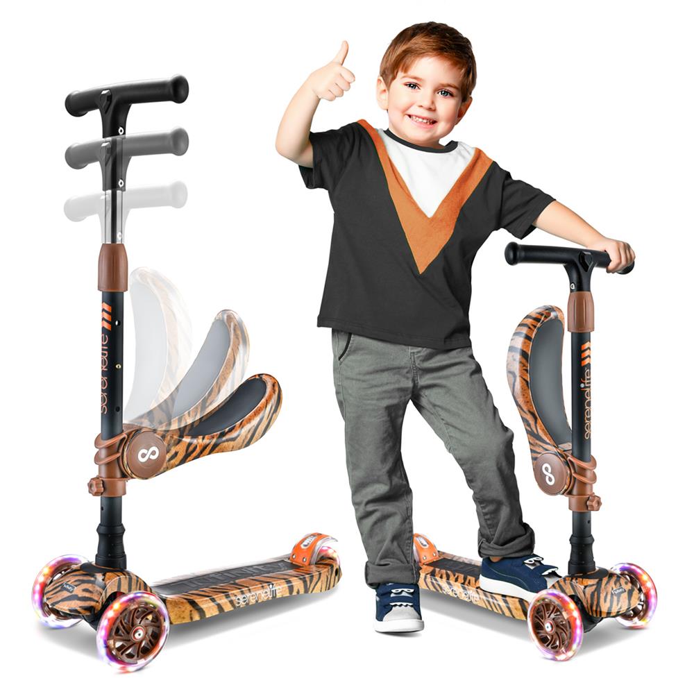 3-Wheel Kids Scooter, Sit/Stand, LED Wheels, Adjustable Height