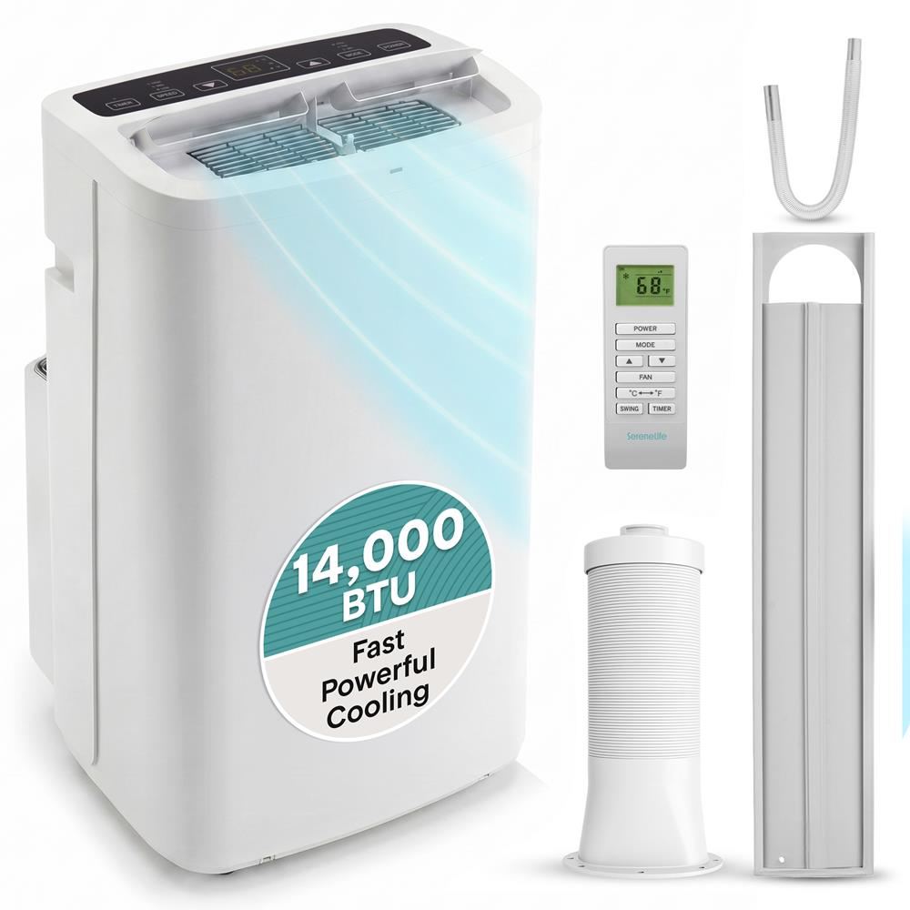 SereneLife Portable Air Conditioner, 14,000 Btu, Built-in Dehumidifier & Fan