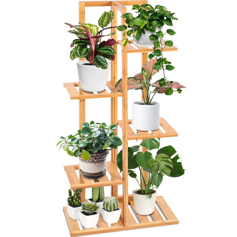 tiered indoor plant stand 5 Tier Bamboo Plant Rack SLPLTRK72