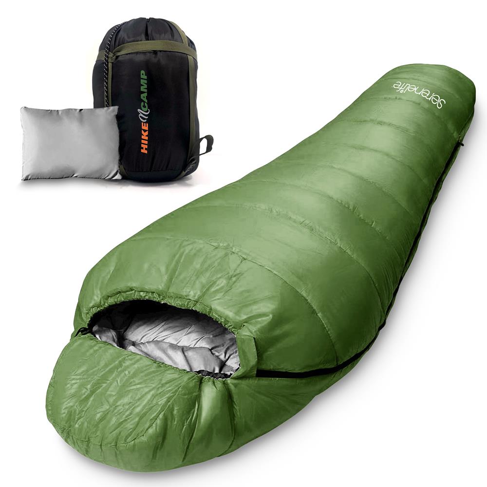 Mummy Sleeping Bag 4-Season Waterproof 210T Polyester Green – Pyle USA