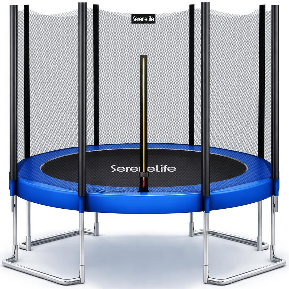 10FT Outdoor Trampoline, Safe Jumping, Reinforced Mat, Blue – Pyle USA