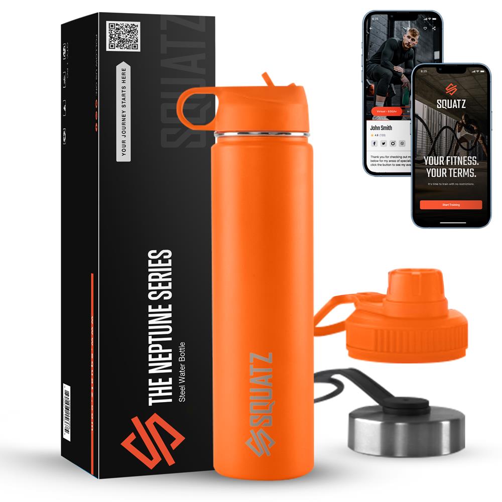 24 Oz Insulated Water Bottle, Leak Proof, Double Wall, Orange – Pyle USA