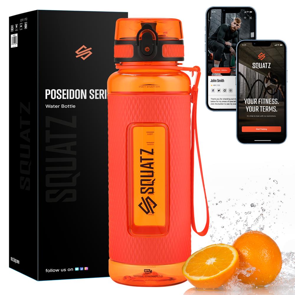 40 Oz Water Bottle Leakproof Tritan with Infuser Strainer Orange