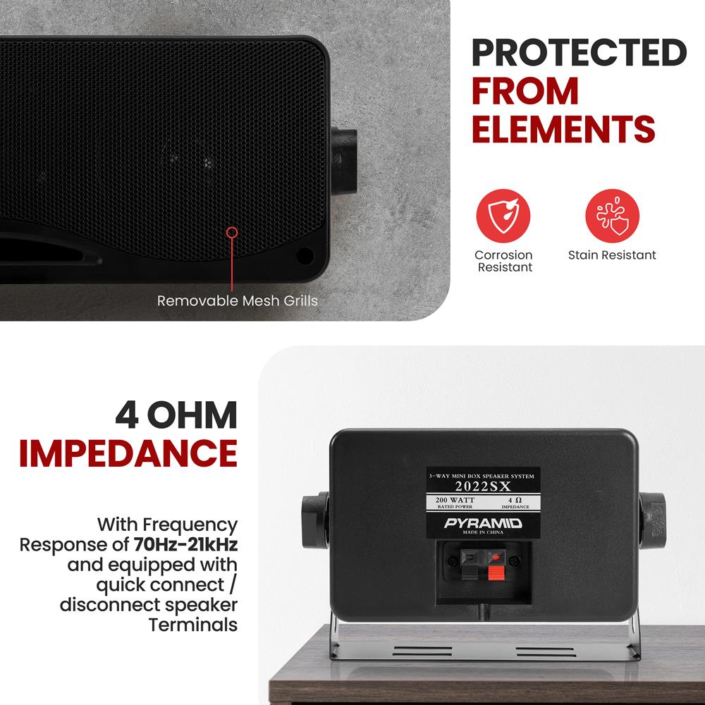 3-Way Indoor Outdoor Speakers 200W 3.5