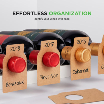 Wine Bottle Tags, Customizable Brown Paper, 200 Pcs for Cellar Collection