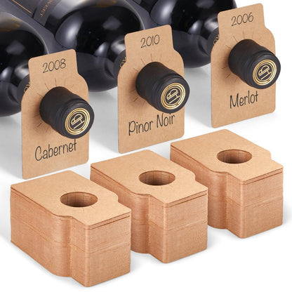Wine Bottle Tags, Customizable Brown Paper, 200 Pcs for Cellar Collection
