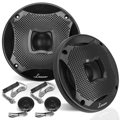 Two-Way Marine Component Speaker Systems - One Pair 6.5'' Two-Way Component Kit, 450 Watts W/ 4 Ohm Impedance And 1'' High-Temperature Asv Voice Coil, Black (Pair)
