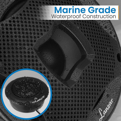Two-Way Marine Component Speaker Systems - One Pair 6.5'' Two-Way Component Kit, 450 Watts W/ 4 Ohm Impedance And 1'' High-Temperature Asv Voice Coil, Black (Pair)