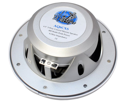 6.5" Marine Speakers 400W Water Resistant Stereo System Silver