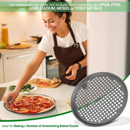 Nonstick Pizza Pan 12.8" - Even Baking, Carbon Steel, Gray
