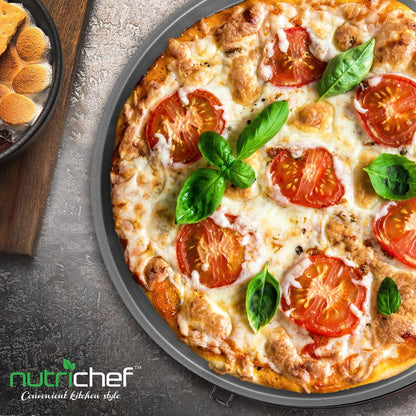 Nonstick Pizza Pan 12.8" - Even Baking, Carbon Steel, Gray