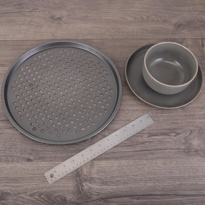 Nonstick Pizza Pan 12.8" - Even Baking, Carbon Steel, Gray