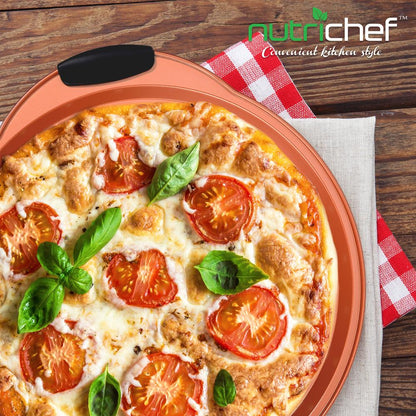 13" Nonstick Pizza Tray - Easy Clean Carbon Steel, Copper