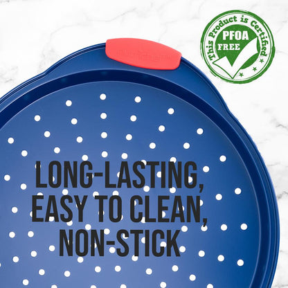 13" Nonstick Pizza Tray - Easy Grip, Carbon Steel, Blue