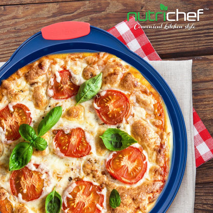 13" Nonstick Pizza Tray - Easy Grip, Carbon Steel, Blue