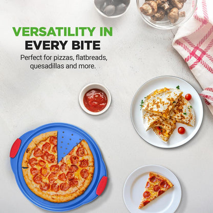13" Nonstick Pizza Tray - Easy Grip, Carbon Steel, Blue
