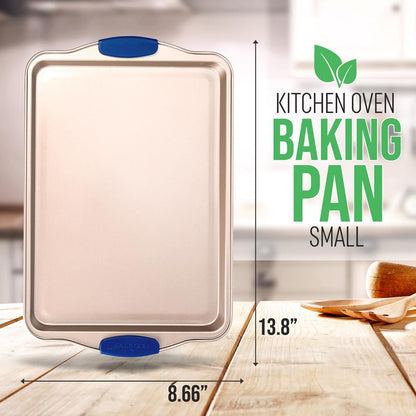Nonstick Cookie Sheet, Easy Release, Carbon Steel, Blue Handles