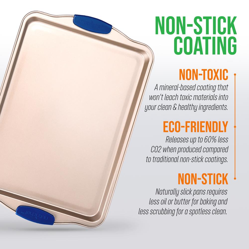 2-Piece Nonstick Cookie Sheets Set, Carbon Steel, Rose Gold - Thumbnail 2