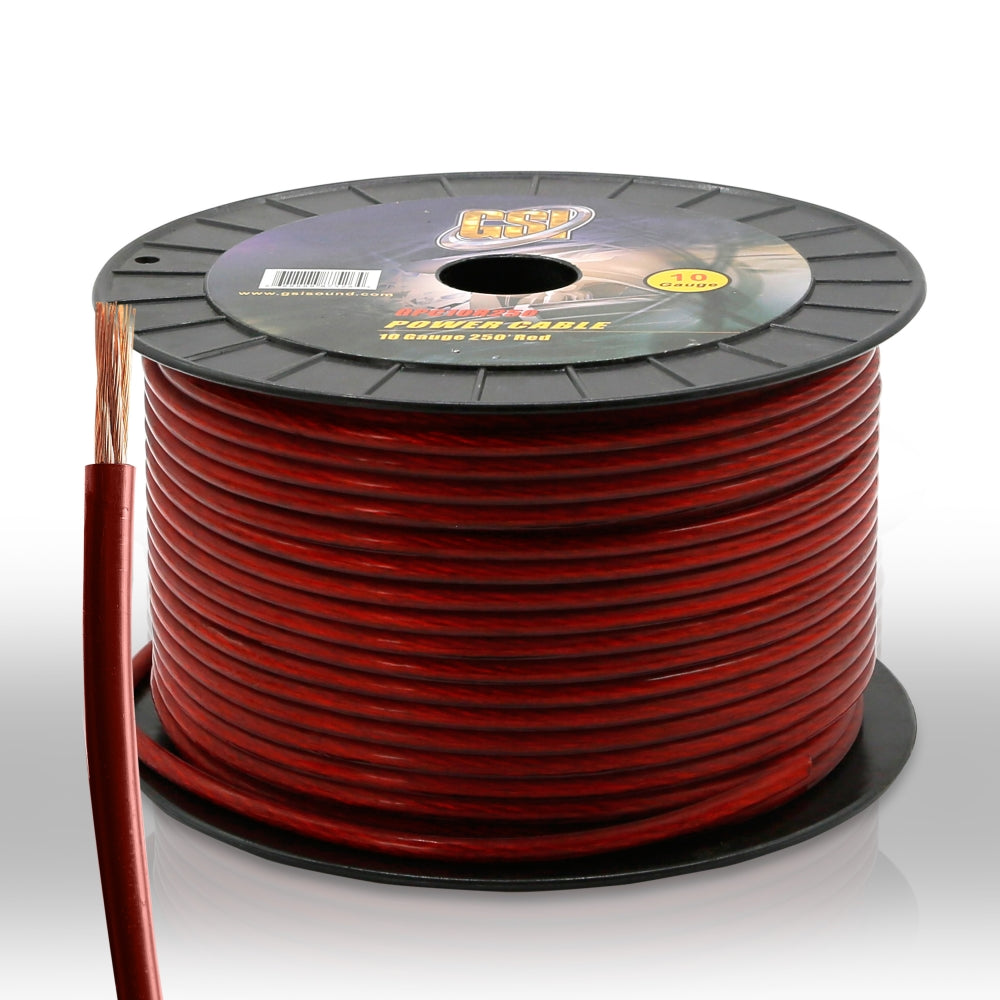 10 Gauge Power Ground Cable - High Conductivity - Red