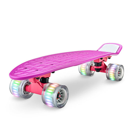Mini Cruiser Skateboard, LED Wheels, 6" PP Deck, Aluminum Truck, Purple