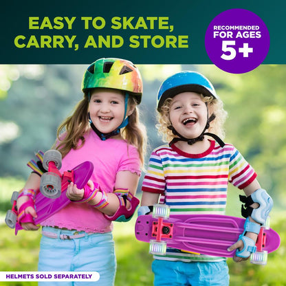 Mini Cruiser Skateboard, LED Wheels, 6" PP Deck, Aluminum Truck, Purple