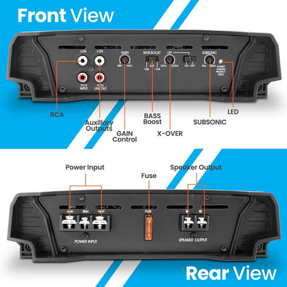 Car Audio Amplifier 3000W Monoblock MOSFET Nickel Plated RCA Input