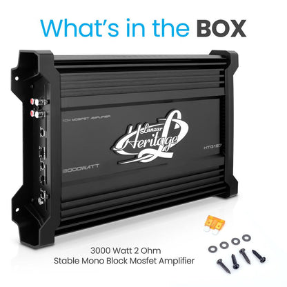 Car Audio Amplifier 3000W Monoblock MOSFET Nickel Plated RCA Input