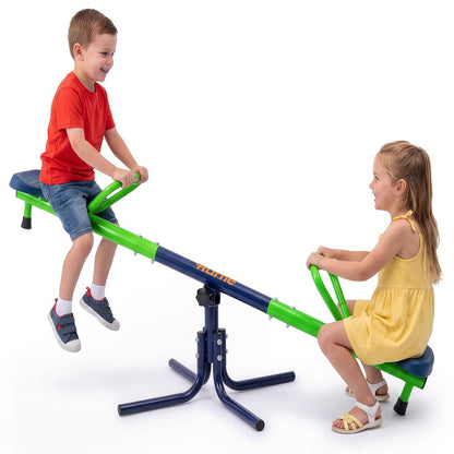 Hurtle Dual Seat Seesaw With Handles For Kids Ages 3–8, Stable No-Wobble Design, Safe Rounded Edges, Indoor & Outdoor Use (Blue And Green)