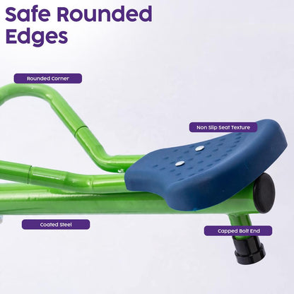 Hurtle Dual Seat Seesaw With Handles For Kids Ages 3–8, Stable No-Wobble Design, Safe Rounded Edges, Indoor & Outdoor Use (Blue And Green)